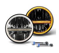 CIOKFCKIOG Faro LED rotondo da 7 pollici per auto moto Indicatore di direzione ambra H4 compatibile per Wrangler per JK per Nissan per Patrol Y60 faro moto 7 pollici