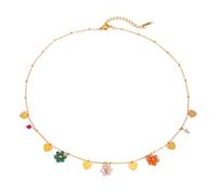 Ciondoli a cuore con fiori Collana Girocollo con Perline per Donne Cuori D'amore in Acciaio Inossidabile Fiore Margherita Collane a Catena Regolabili Gioielli Regali Compleanno