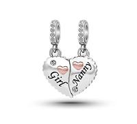 Ciondoli a forma di cuore divisibile, adatti per braccialetti Pandora, per donne, nipote, tata, madre, figlia, figlio, migliori amici, amicizia, compleanno, Natale, idea regalo, Misura unica, Rame
