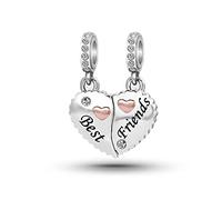 Ciondoli a forma di cuore divisibile, adatti per braccialetti Pandora, per donne, nipote, tata, madre, figlia, figlio, migliori amici, amicizia, compleanno, Natale, idea regalo, Misura unica, Rame