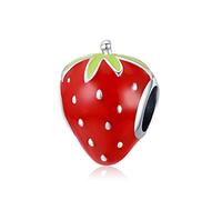 Ciondoli a forma di fragola Ciondoli con perline smaltate di frutta dolce in argento sterling 925 compatibili con il braccialetto Pandora