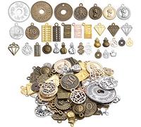 Ciondoli a forma di monete, 100 g (circa 30-70 pezzi) ciondoli retrò a forma di monete in lega di metallo, accessori alla moda per la creazione di gioielli fai da te