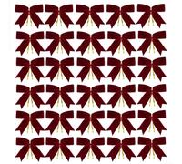 Ciondoli a forma di papillon in velluto, 30 pezzi, rosso bordeaux (bordeaux | Rosso bordeaux rosa bianco marrone, finitura lussuosa, festivo, facile da appendere, materiale durevole