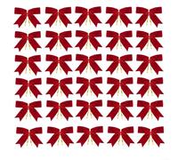 Ciondoli a forma di papillon in velluto, 30 pezzi, rosso bordeaux (rosso) | Rosso bordeaux rosa bianco marrone, finitura lussuosa, festivo, facile da appendere, materiale durevole