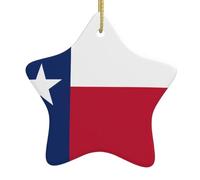 Ciondoli a forma di stella in ceramica a forma di bandiera del Texas, tutti con fori perforati e corde metalliche dorate per appenderlo facilmente