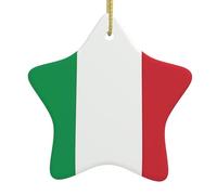 Ciondoli a forma di stella in ceramica a forma di bandiera italiana, tutti con fori perforati e corde metalliche dorate per appenderlo facilmente