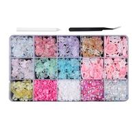 Ciondoli a forma mista a forma di fiocco per unghie, perline con retro piatto, decorazioni artistiche per acrilico