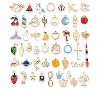 Ciondoli Assortiti Smaltati, 50 Pezzi Ciondoli per Collane Fai Da Te, Ciondoli Assortiti Misti, Smalto Stili Pendenti per Bracciale Orecchini