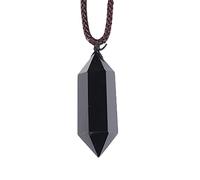 Ciondoli in Cristallo curativo di Ossidiana Naturale, Collana con Ciondolo in Pietra preziosa a Doppia Punta, Gioielli Chakra per Uomo e Donna