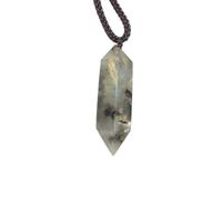 Ciondoli in Cristallo curativo Labradorite Naturale, Collana con Ciondolo in Pietra preziosa a Doppia Punta, Gioielli Chakra per Uomo e Donna
