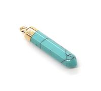 Ciondoli in pietra semipreziosa a forma di prisma esagonale, pilastro di cristallo fai da te for collana, 2 pezzi(Turquoise -2pcs)