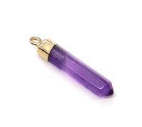 Ciondoli in pietra semipreziosa a forma di prisma esagonale, pilastro di cristallo fai da te for collana, 2 pezzi(Amethyst -2pcs)