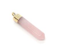 Ciondoli in pietra semipreziosa a forma di prisma esagonale, pilastro di cristallo fai da te for collana, 2 pezzi(Rose quartz -2pcs)