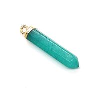 Ciondoli in pietra semipreziosa a forma di prisma esagonale, pilastro di cristallo fai da te for collana, 2 pezzi(Green -2pcs)