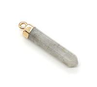 Ciondoli in pietra semipreziosa a forma di prisma esagonale, pilastro di cristallo fai da te for collana, 2 pezzi(Grey -2pcs)