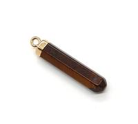 Ciondoli in pietra semipreziosa a forma di prisma esagonale, pilastro di cristallo fai da te for collana, 2 pezzi(Tiger eye -2pcs)