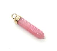 Ciondoli in pietra semipreziosa a forma di prisma esagonale, pilastro di cristallo fai da te for collana, 2 pezzi(Pink -2pcs)