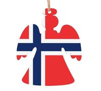 Ciondoli natalizi in legno stampati con bandiera norvegese, semplici ed ecologici, decorazioni per le vacanze