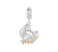 Ciondoli pendenti a forma di ali d'amore per la festa della mamma in argento sterling 925 per bracciali e collane da donna
