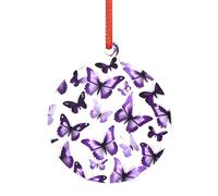 Ciondoli per albero di Natale in acrilico a forma di farfalle bianche e viola, da usare come ornamenti autunnali per Halloween