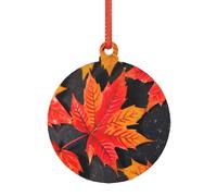 Ciondoli per albero di Natale in acrilico con foglie rosse autunnali, da usare come ornamenti per Halloween autunnali