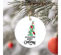 Ciondoli Per Albero Di Natale Merry Christmas Us New Hampshire State Nh Map Ornamento Natalizio In Ceramica Personalizzato Stampato Su Due Lati Ornamento In Ceramica