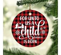 Ciondoli Per Albero Di Natale Red And Black Buffalo Plaid For Unto Us A Child Is Born Quote Ornamento Natalizio In Ceramica Matrimoni Classico Ornamento In Ceramica