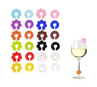 Ciondoli per bicchieri da vino, 24 pezzi, in silicone, riutilizzabili, per calici, flute da champagne, cocktail, forniture per feste, matrimoni, bar, casa, identificatori colorati a forma di C