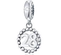 Ciondoli per braccialetti con numeri in argento Sterling 925, adatti per braccialetti Pandora, collana, catena a serpente europea, 16/18/21/25/30/40/50/60, Metallo, zirconia cubica