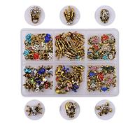 Ciondoli per nail art di Halloween, stile vintage, con scheletro e strass, per nail art e gioielli di Halloween