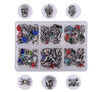 Ciondoli per nail art di Halloween, stile vintage, con scheletro e strass, per nail art e gioielli di Halloween