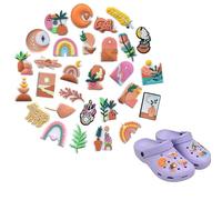 Ciondoli per scarpe per zoccoli, ciondoli in PVC per crocs, decorazione per scarpe fai da te da spiaggia estiva, accessori per la personalità delle vacanze, fibbie per scarpe morbide a fiore (30 pezzi