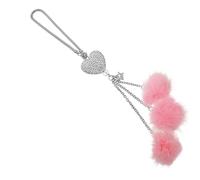 Ciondoli per Specchietto Retrovisore Auto, Cuori Rosa 2 Pezzi | Gioielli per Interni Auto, Lega Strass e Peluche, Design Romantico Compatto