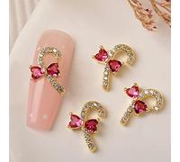 Ciondoli per unghie 3D a forma di fiocco di neve, gioielli in metallo, strass artistici, calza di Babbo Natale, per manicure, suggerimenti, strass e perle