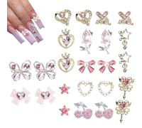 Ciondoli per unghie, kit di decorazione 3D per unghie in gel, con strass, cuore, fiocco, fiore, farfalla, ciliegia, stella, accessori per la volta