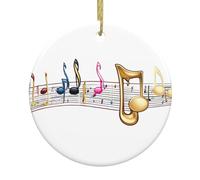 Ciondoli rotondi in ceramica di Natale YYHHAOFA Dancing Colorful Musical Notes Picture sono lisci e delicati per la decorazione delle feste di ballo e vetrina