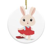 Ciondoli rotondi in ceramica natalizia YYHWHJDE The Bunny Bella stampa rossa sono lisci e delicati per decorazioni natalizie, feste di danza e vetrina