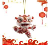 Ciondolo 2D della danza del leone, ornamento acrilico della danza del leone - Ciondolo 2D Ornamento cinese di danza del leone - Decorazione stagionale Ornamento rustico per casa colonica da parete e s