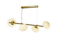 Ciondolo a barra Pebble 4Lt - Metallo dorato e vetro opalino