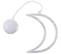 Ciondolo a batteria a forma di luna, bianco caldo, con ventosa per un facile posizionamento e luce morbida decorativa ideale per qualsiasi ambiente. #