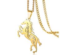 Ciondolo a cavallo VASSAGO per donne e uomini, collana con ciondolo a cavallo in acciaio inossidabile, gioielli animali, regalo per amanti dei cavalli, Misura unica, Acciaio inossidabile, Nessuna
