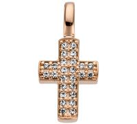 Ciondolo a Croce 15x7, 4mm 585 Oro Rosso Con 26 Diamanti Brillanti 0,08ct