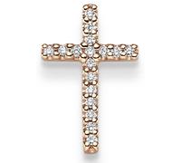 Ciondolo a Croce 16,5x10,5mm 585 Oro Rosso Con 17 Brillanti 0,12ct. Tw-Si