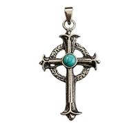 Ciondolo a croce celtica in acciaio inossidabile 50x30mm placcato argento, collana con charm senza catena, realizzata a mano per uomo e donna, simbolo di potere, gioiello significativo |LK_SSC_0025