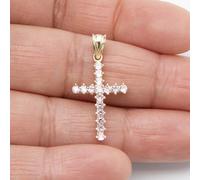 Ciondolo A Croce Rosa In Oro Giallo 10K 1 1/4"