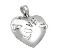 Ciondolo A Cuore Con Freccia, Love, 925 Argento Massiccio, Rodio, Donna