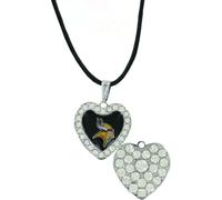 Ciondolo A Cuore Cristallo Reversibile Minnesota Vikings Con Corda In Seta