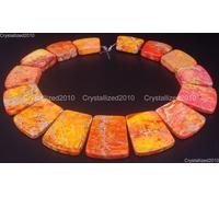 Ciondolo a fetta con perle graduate di diaspro naturale con sedimenti...