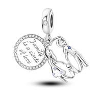 Ciondolo a forma di acchiappasogni, in argento Sterling 925, compatibile con braccialetti Pandora Moments (la famiglia è un cerchio d'amore, cuore, madre, figlia, figlio, padre)