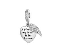 Ciondolo a forma di ala con citazioni a forma di cuore, compatibile con braccialetti Pandora, regalo commemorativo per Natale, compleanno, per donne, figlia, sorella, nipote, nipote, Misura unica